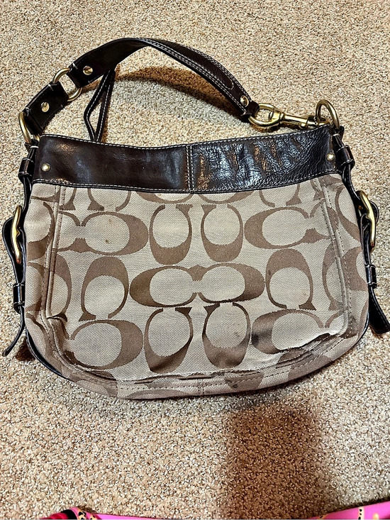 Coach Handbags - Coach Hamptons Signature Hobo Bag Signature Shoulder Bag in Brown & Beige